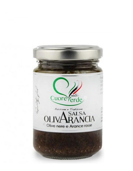 Salsa z czarnych oliwek i pomarańczy Cuore Verde 130g