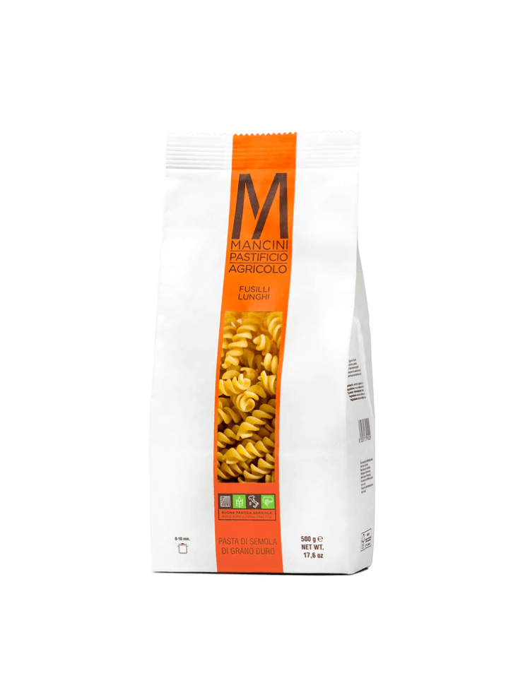 Fusilli Lunghi Trafilati al Bronzo z pszenicy z własnej produkcji Mancini 500g