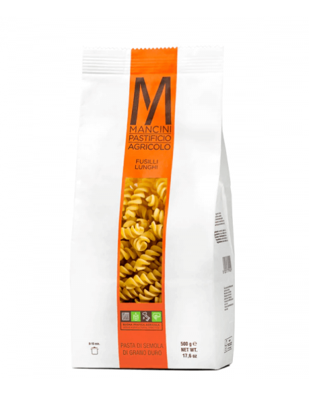 Fusilli Lunghi Trafilati al Bronzo z pszenicy z własnej produkcji Mancini 500g