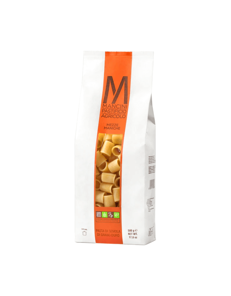 Mezze Maniche Trafilati al Bronzo z pszenicy z własnej produkcji Mancini 500g